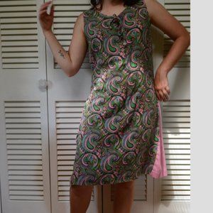 Vintage Green and Pink Paisley Summer Dress!